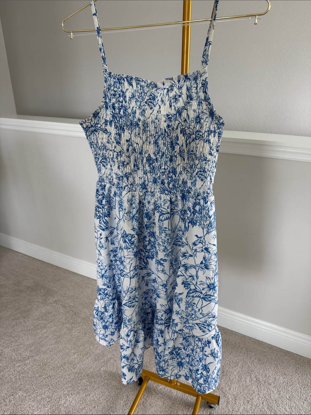 Blue Floral Smocked Sundress for Kids
